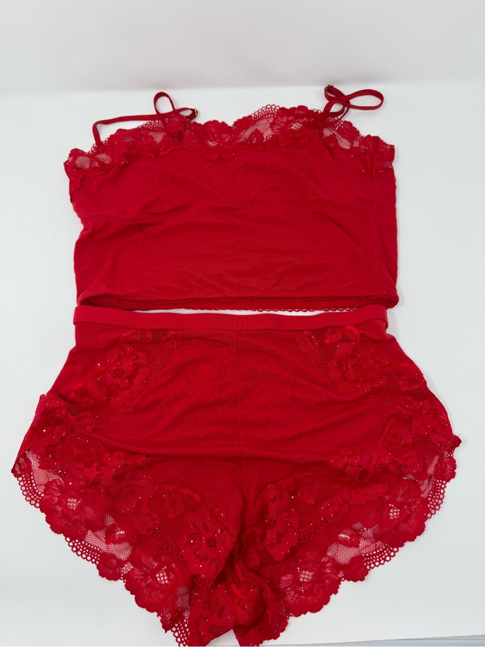 Victoria's Secret Red Lace Cami & Shorts Sleep Set